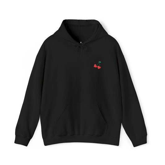 Cherry Hearts Embroidered Pullover Hoodie